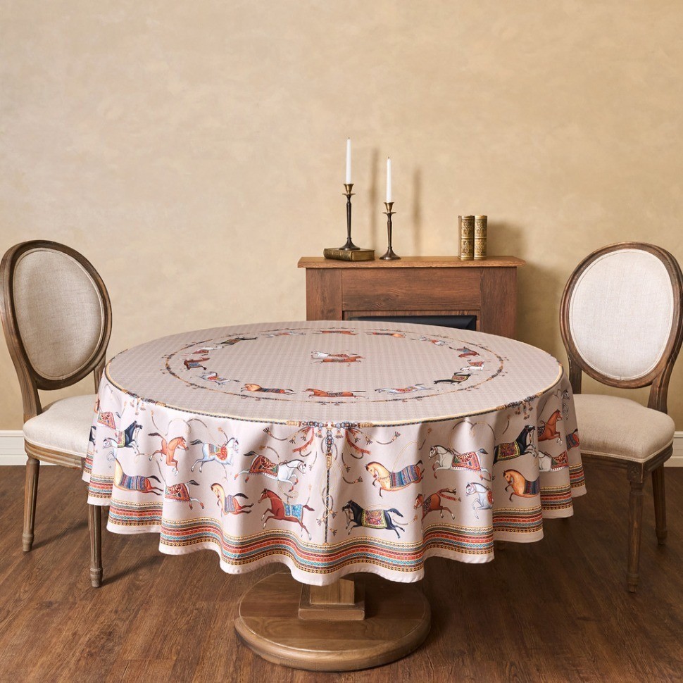 Скатерть круглая "passage" 190см ,капучино, 100% хлопок,твил,пропитка Lefard (850-760-25)