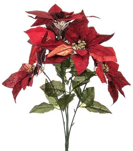 Цветок искусственный "букет пуансетий" высота=50 см. Lefard (241-1302)