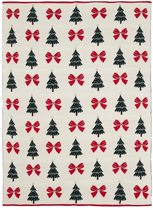Плед из хлопка с новогодним рисунком christmas bows из коллекции new year essential, 130x180 см (79341)