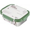 Ланч-бокс стальной со стеклянной крышкой, 1,2 л, зеленый (75159)