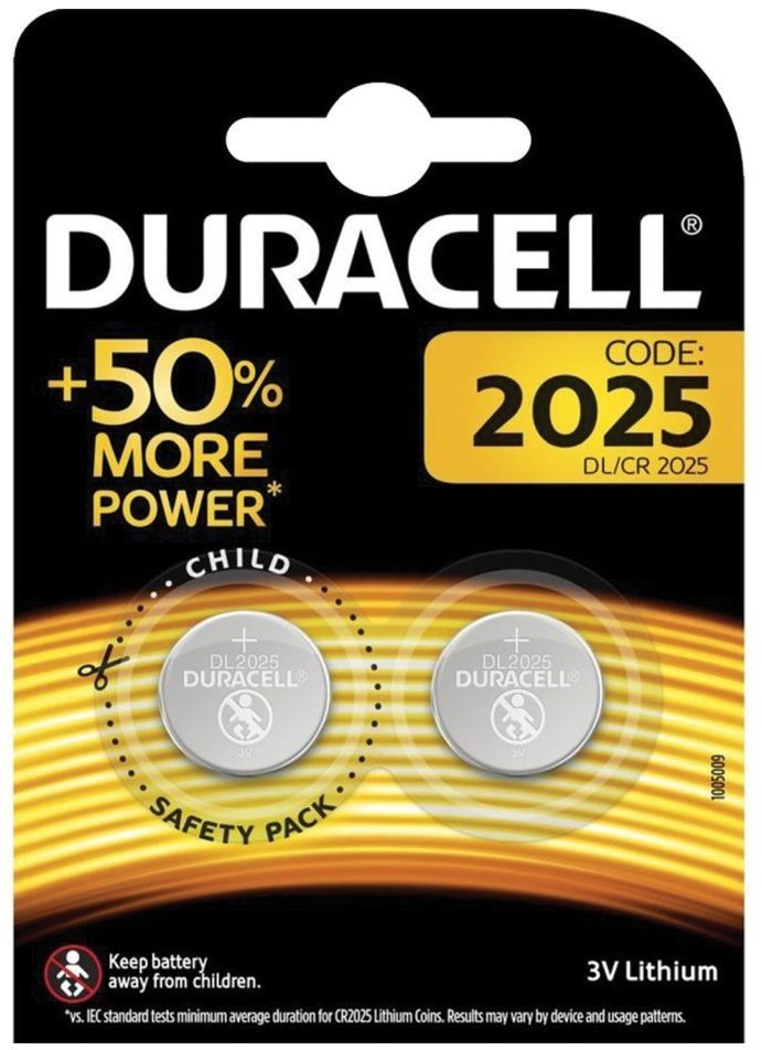 Батарейки литиевые Duracell Lithium CR2025 2 шт (454657) (66442)