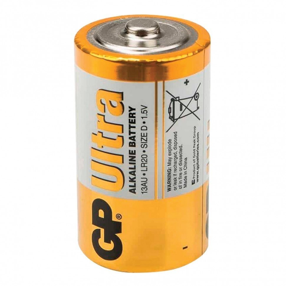 Батарейки алкалиновые GP Ultra LR20 (D) 2 шт 13AU-CR2 (2) (76379)