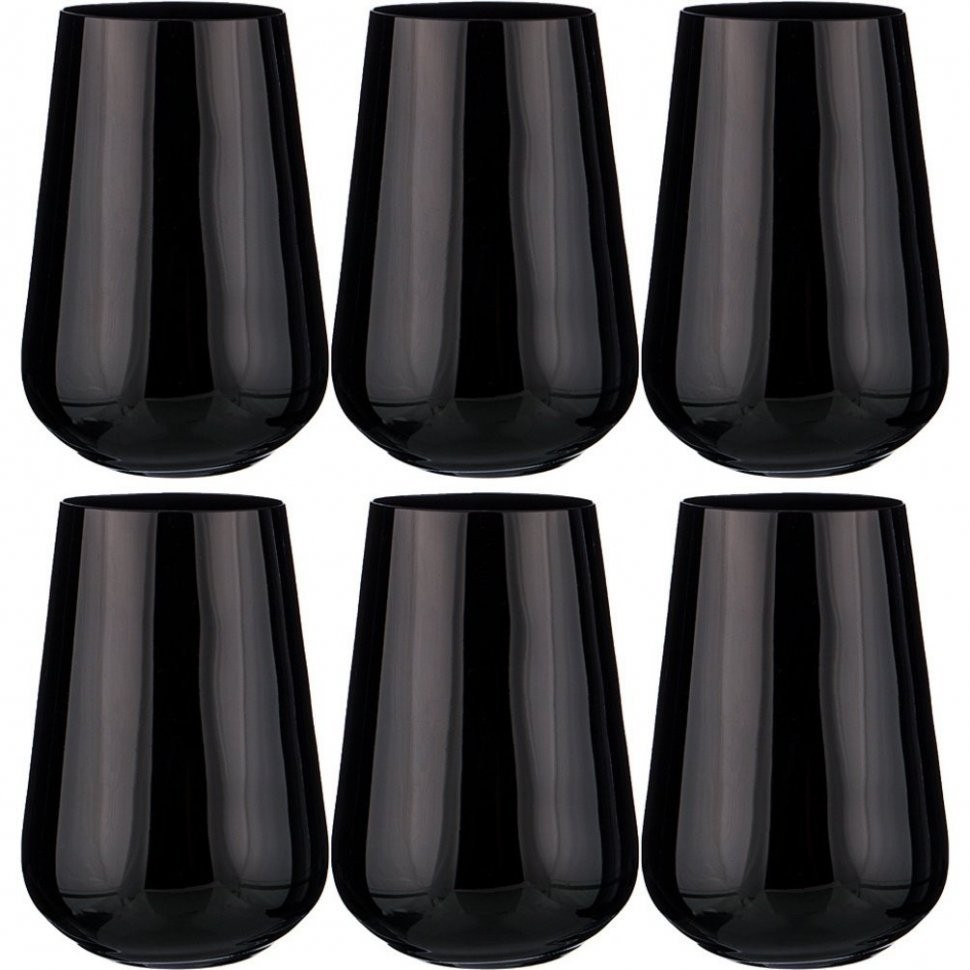 Набор стаканов "sandra sprayed black" из 6 шт. 380 мл. высота=12,5 см. Bohemia Crystal (674-715)
