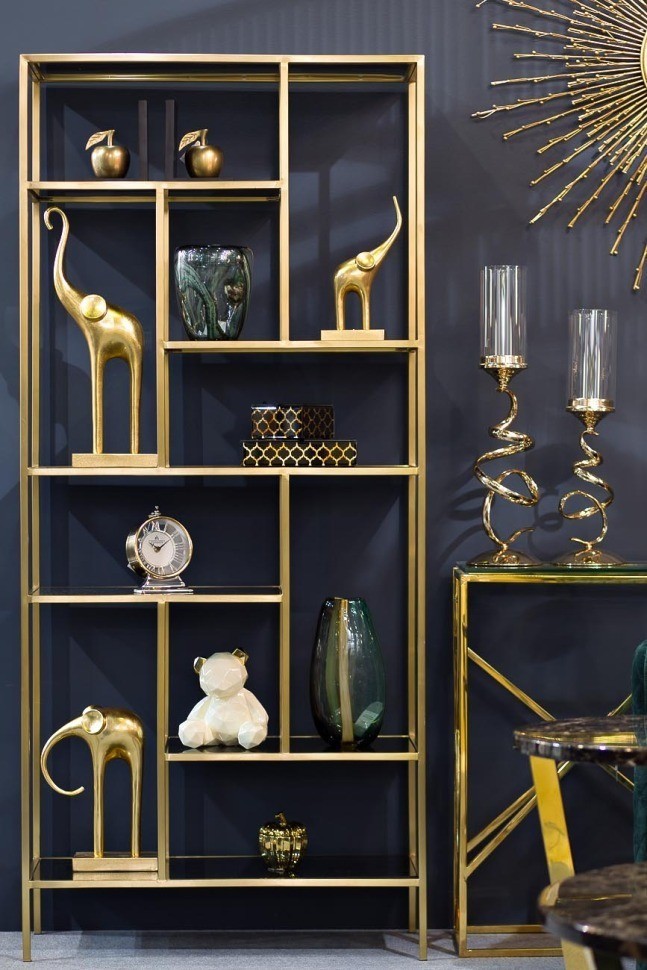 Стеллаж  золотистый/темн.ст. 80*35*180см (TT-00001198)