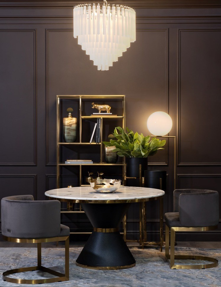 Стеллаж  золотистый/темн.ст. 80*35*180см (TT-00001198)