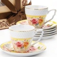 Кофейный сервиз&quot;Розы&quot;12пр,90мл,костяной фарфор LR(х16) &quot; (25787)