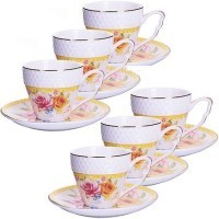 Кофейный сервиз&quot;Розы&quot;12пр,90мл,костяной фарфор LR(х16) &quot; (25787)