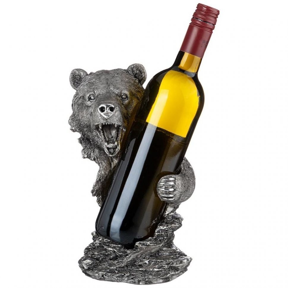 Подставка под бутылку "медведь" 16*14*26 см цвет: сталь ИП Шихмурадов (169-415)