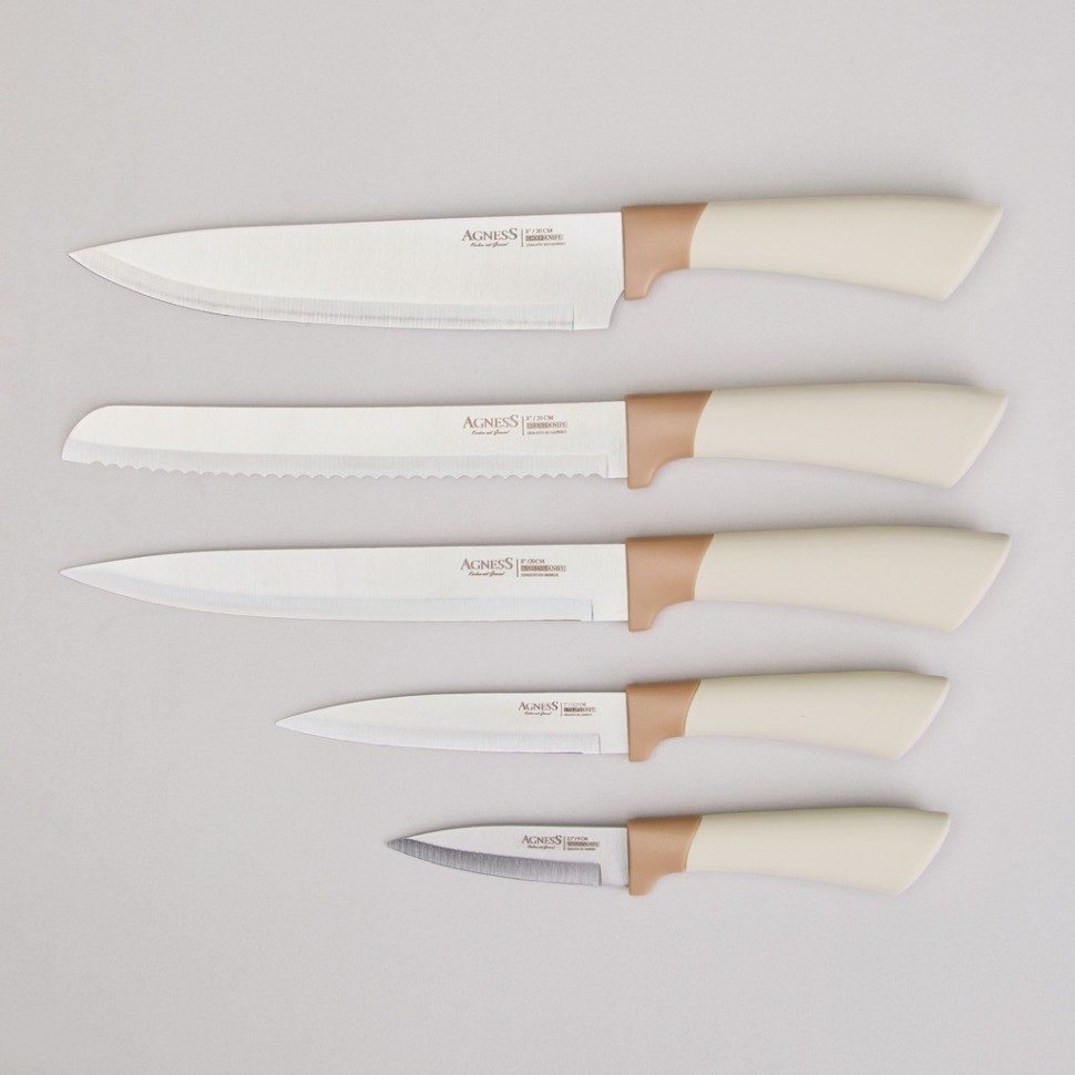 Набор ножей agness  на пластиковой подставке, 6 предметов (911-780)