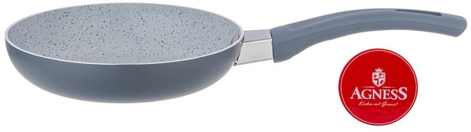 Сковорода порц. agness "black marble" с ант.мрам. покр. 14*3 см без уп. (906-257)