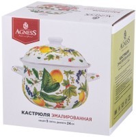 Кастрюля agness эмалированная с эмал.крышкой серия &quot;фруктовая корзина&quot;, 5.0 л, 24*14 см (934-584)