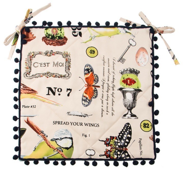 Сидушка на стул "баттерфляй" 39*39 см. хлопок 100% SANTALINO (D-850-822-5)