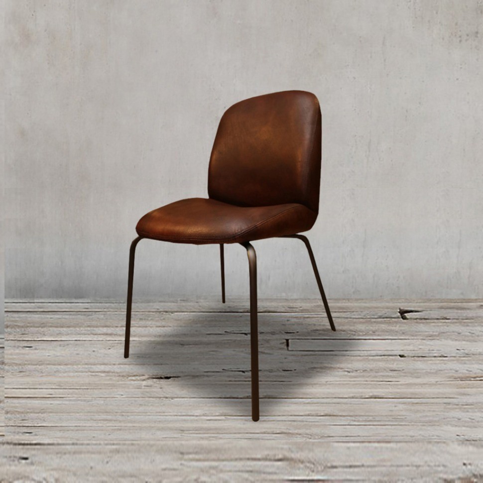 Стул SHELL SHELL/Brown, каркас металл, обивка натуральная кожа, ROOMERS FURNITURE