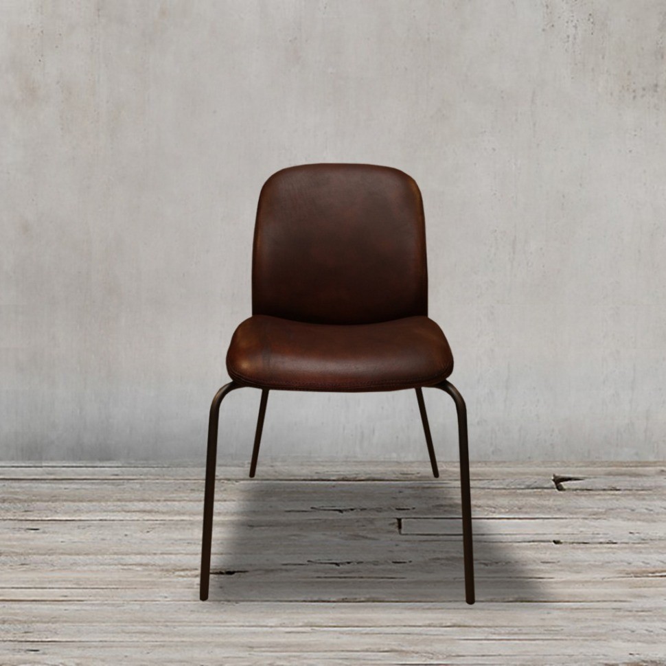 Стул SHELL SHELL/Brown, каркас металл, обивка натуральная кожа, ROOMERS FURNITURE