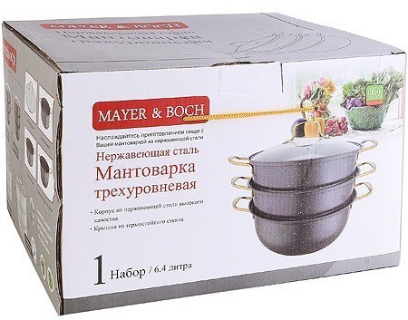 Мантоварка 3-х ярусная 6,4 л 30 см MAYER BOCH (31252)