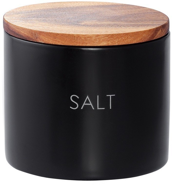 Банка керамическая для хранения соли, 400 мл, черная (78751)