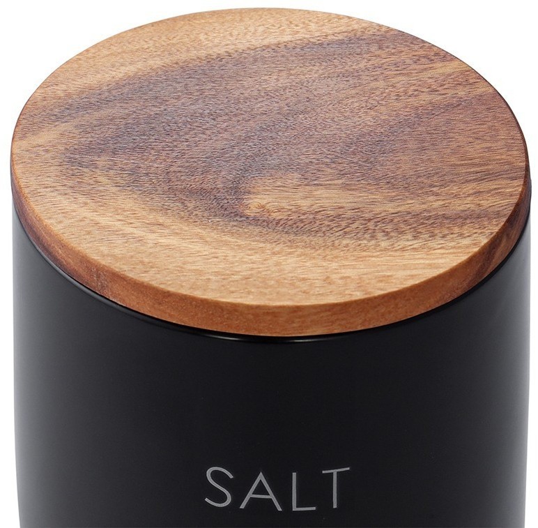 Банка керамическая для хранения соли, 400 мл, черная (78751)