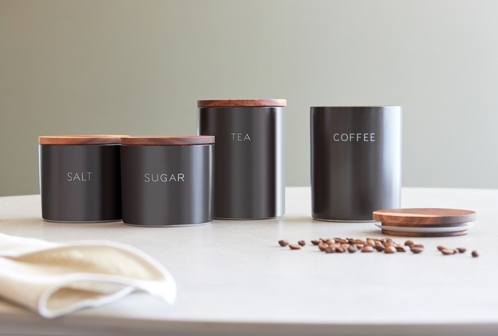 Банка керамическая для хранения соли, 400 мл, черная (78751)