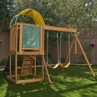 Детский игровой комплекс для дачи (качели, горка, песочница, лестница, 2 этажа) (F26415E_KE)