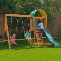 Детский игровой комплекс для дачи (качели, горка, песочница, лестница, 2 этажа) (F26415E_KE)