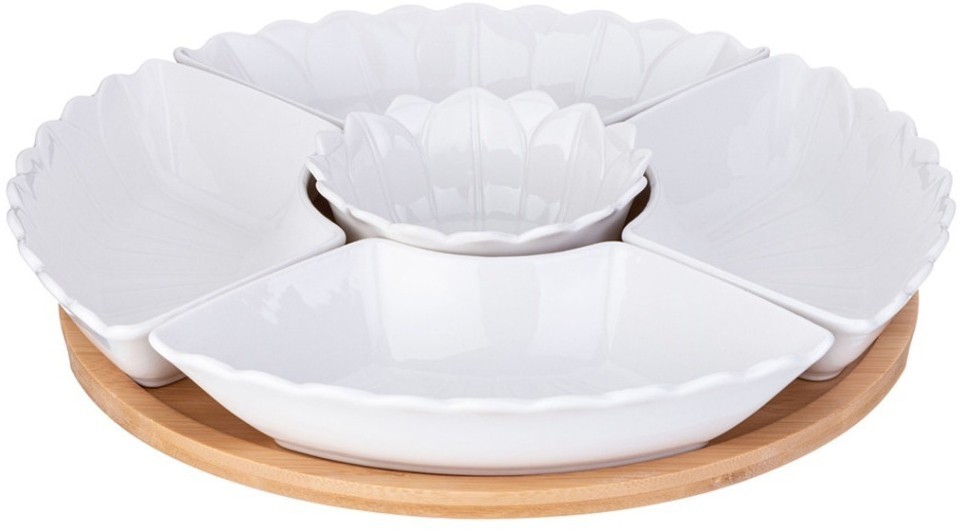 Менажница 5 секций lefard "native" 28 см на дерев. подставке (587-179)