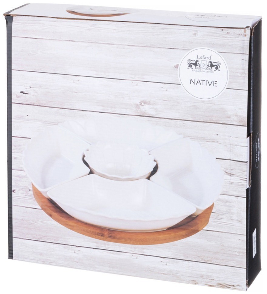 Менажница 5 секций lefard "native" 28 см на дерев. подставке (587-179)