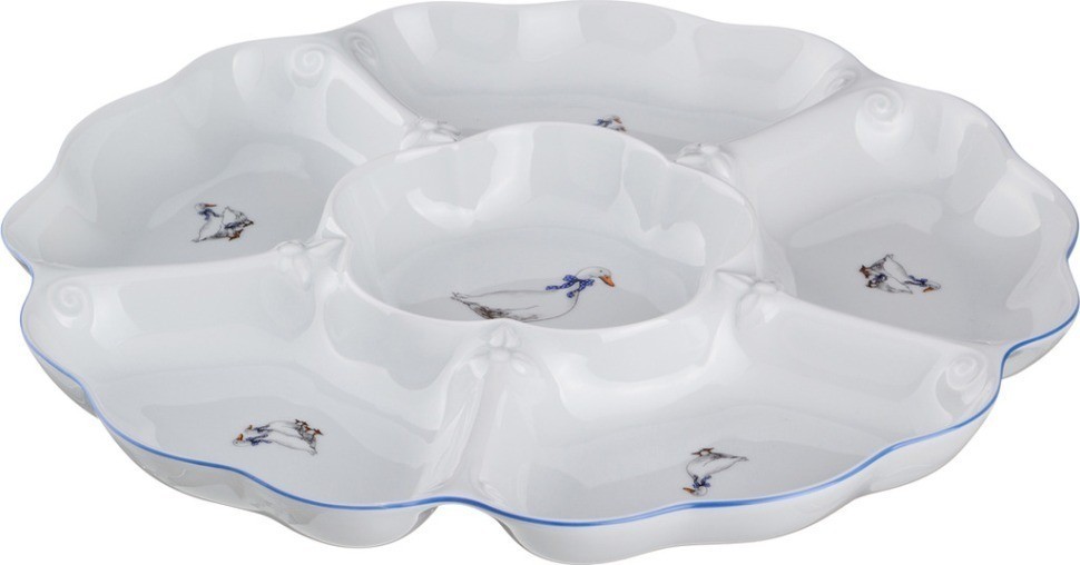 Менажница 6-ти секционная "гуси" диаметр=35 см. DUBI (606-501)