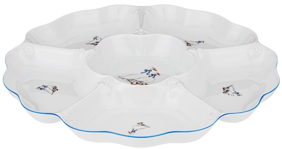 Менажница 6-ти секционная "гуси" диаметр=35 см. DUBI (606-501)