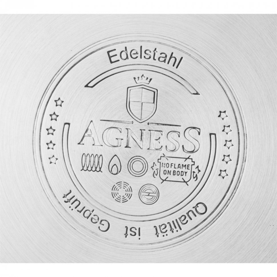 Кастрюля agness со стеклянной крышкой, нерж.сталь, 1,5л 16х8,0см серия craft collection Agness (914-132)
