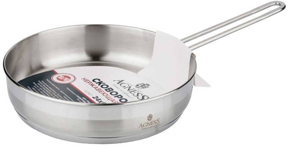 Сковорода agness professional 24х6 см, 2,7 л высококачественная нерж сталь 18/10 индукционное дно (936-324)