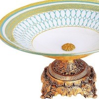 Фруктовница 29,5 см, стекло голубая (474-1)