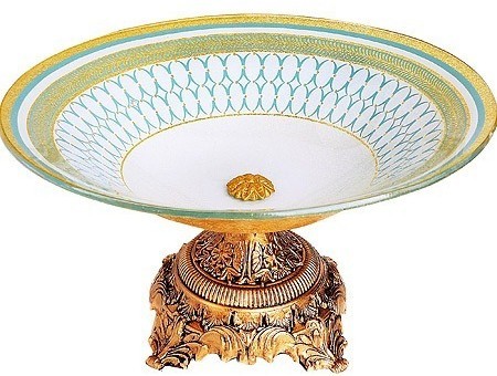 Фруктовница 29,5 см, стекло голубая (474-1)