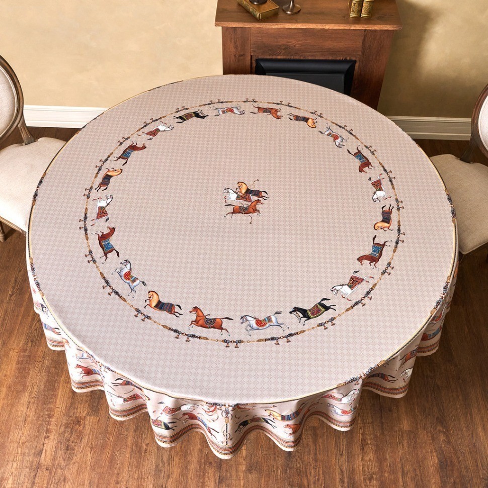 Скатерть круглая "passage" 220см ,капучино,100%хлопок,твил,пропитка Lefard (850-760-26)