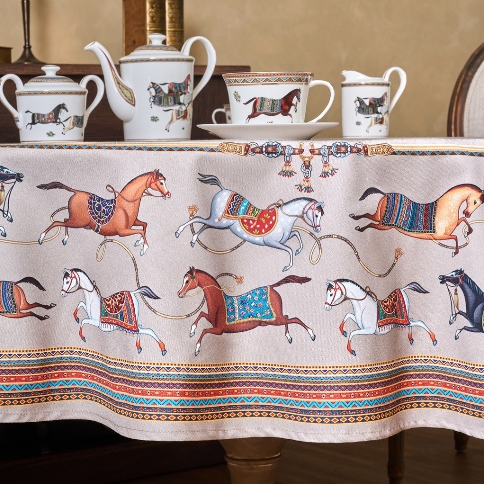 Скатерть круглая "passage" 220см ,капучино,100%хлопок,твил,пропитка Lefard (850-760-26)