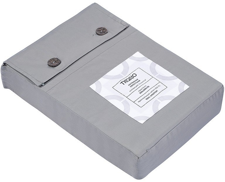 Простыня на резинке из премиального сатина оливкового цвета из коллекции essential, 200х200х30 см (79848)